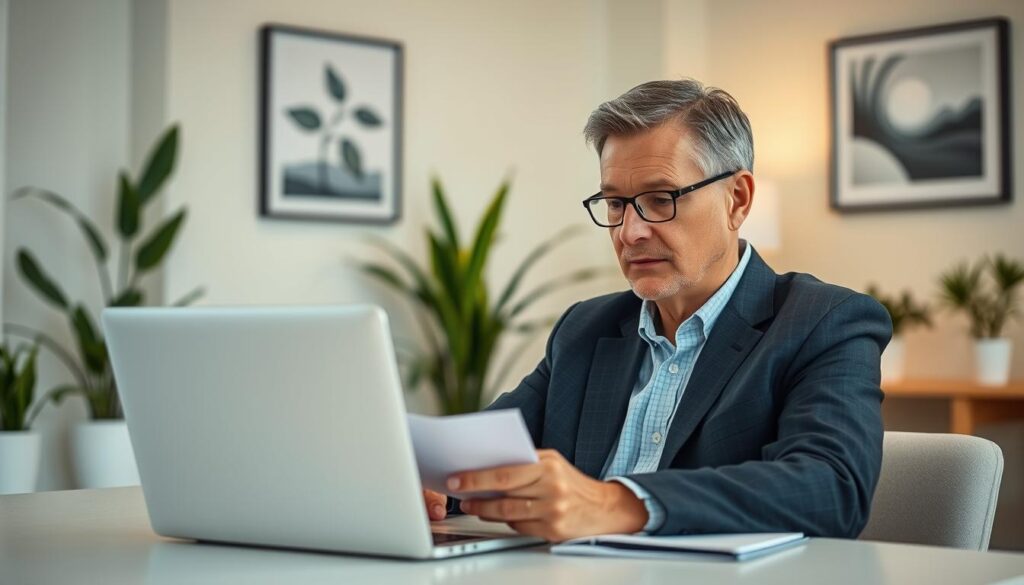 Paciente revisa condiciones de pago para sesiones de terapia Paciente revisa condiciones de pago para sesiones de terapia