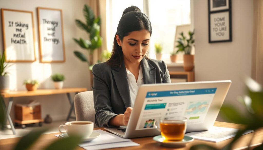 Persona compara opciones asequibles de terapia y salud mental Persona compara opciones asequibles de terapia y salud mental