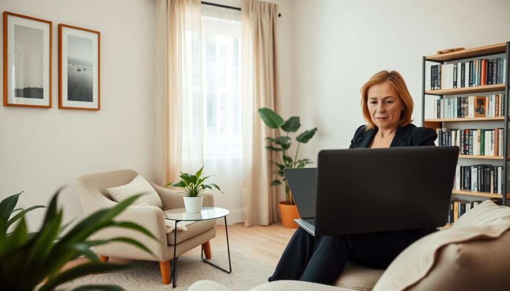 Videollamada de terapia online en una habitación privada Videollamada de terapia online en una habitación privada